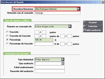 Distribución del legado