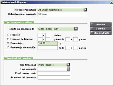 Distribución del legado