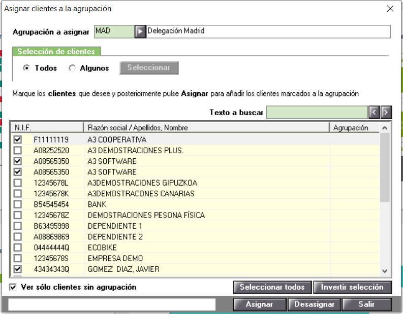 asignar o desasignar