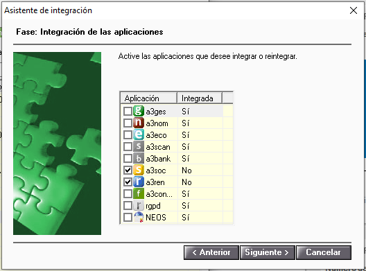 Asistente, seleccion