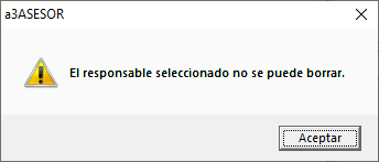 El responsable seleccionado no se puede borrar