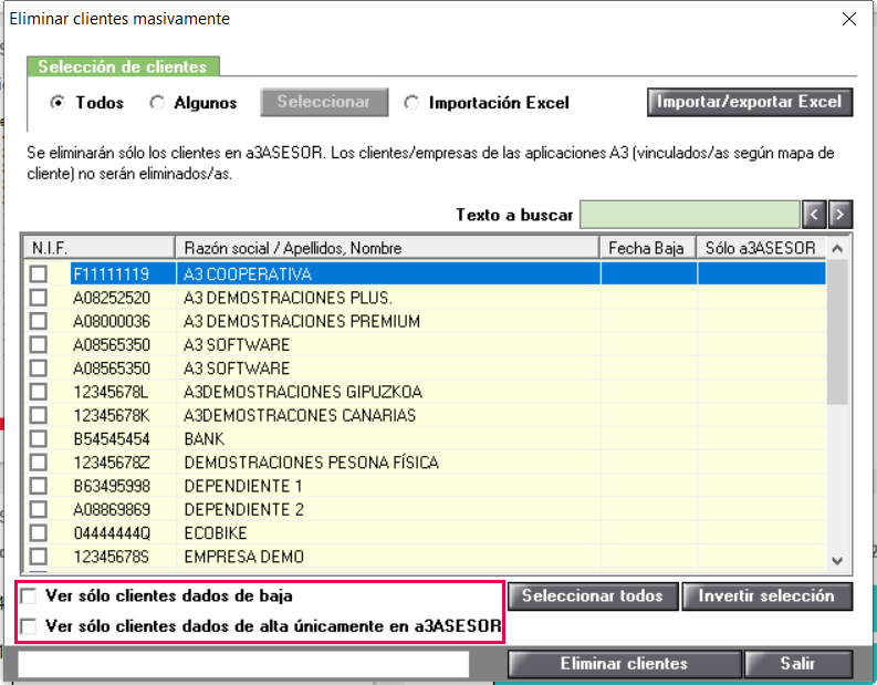 pantalla filtros eliminar