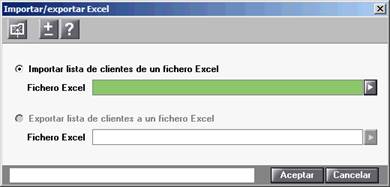 Pantalla de Importar exportar