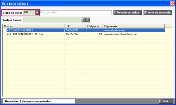 Vista personalizada