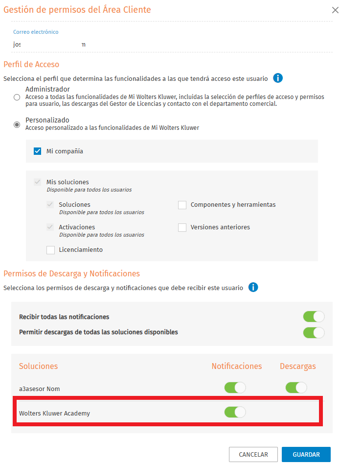 Gestión de permisos