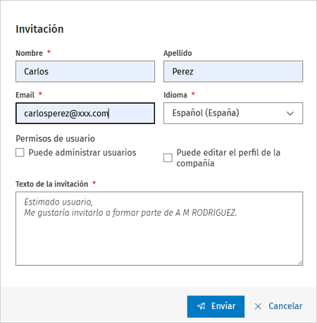 Datos del usuario