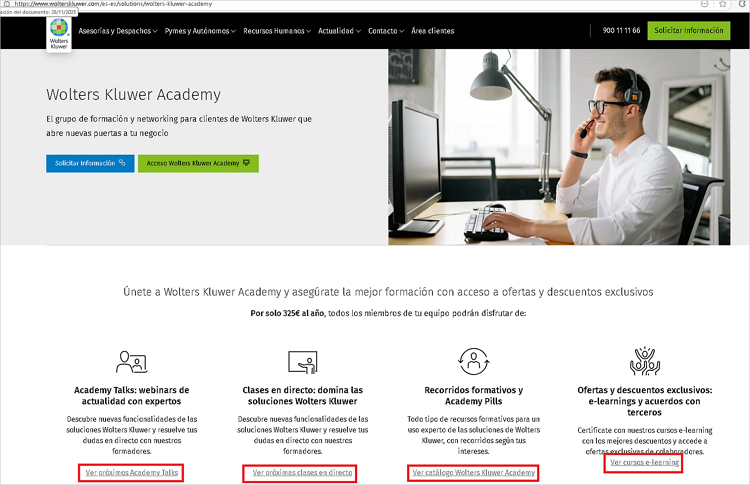 catálogos de formaciones disponibles en el Academy