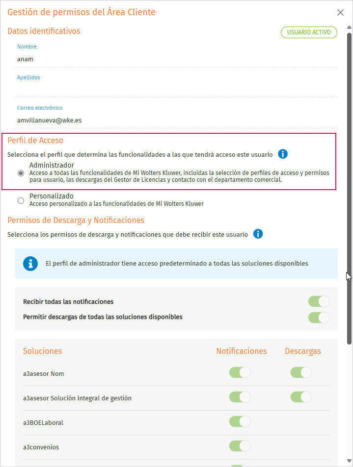 Gestionar permisos