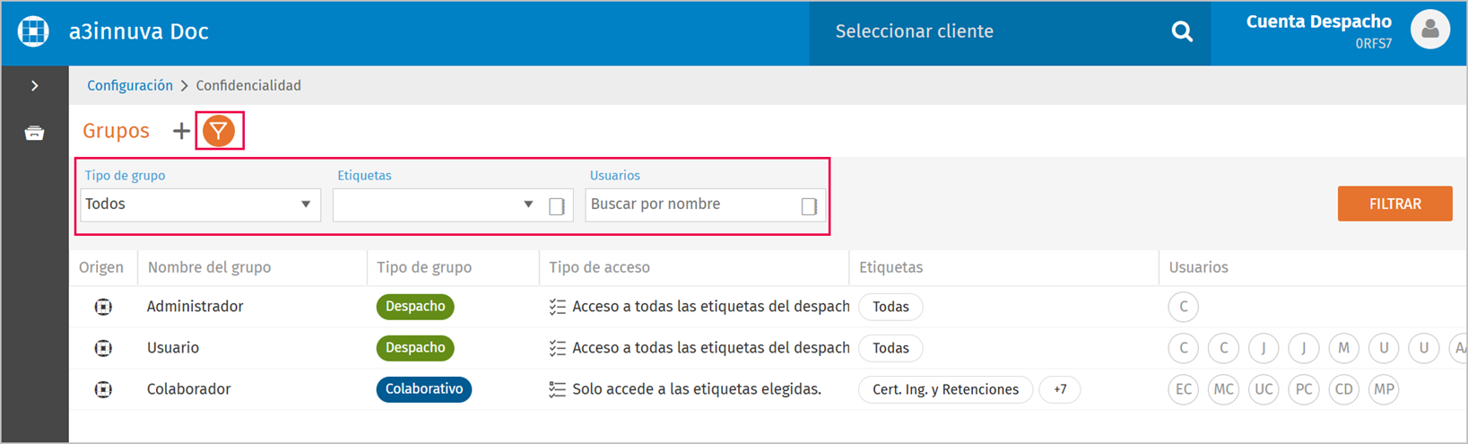 filtros confidencialidad