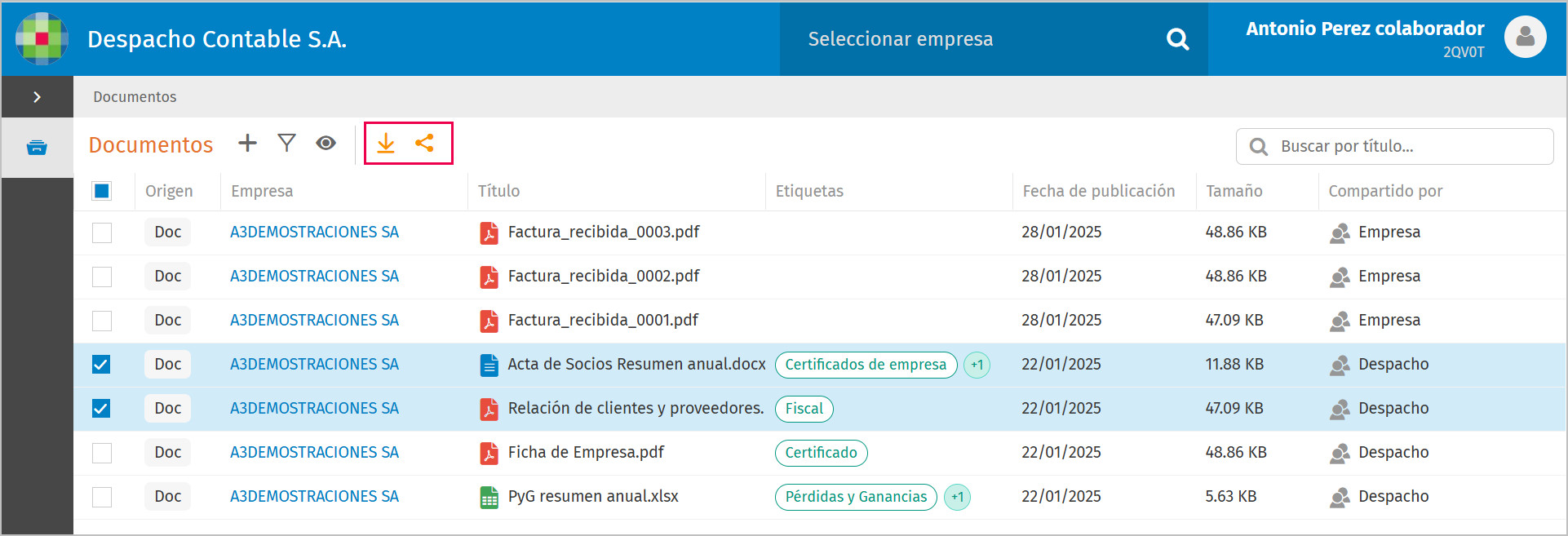 Descargar y compartir colaborador