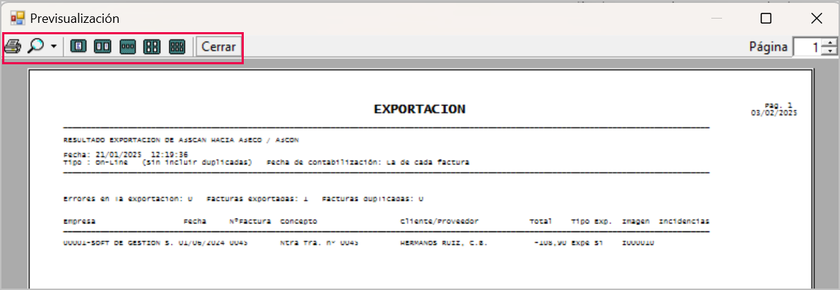Configuración del listado