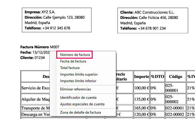 número de factura sin espacios