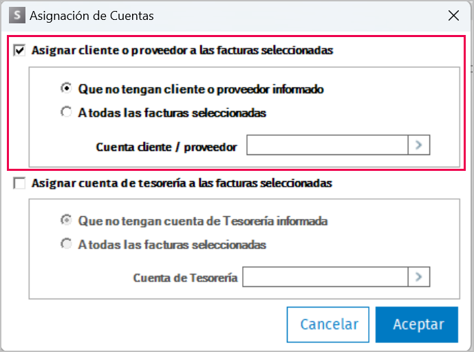 asignar cliente y proveedor