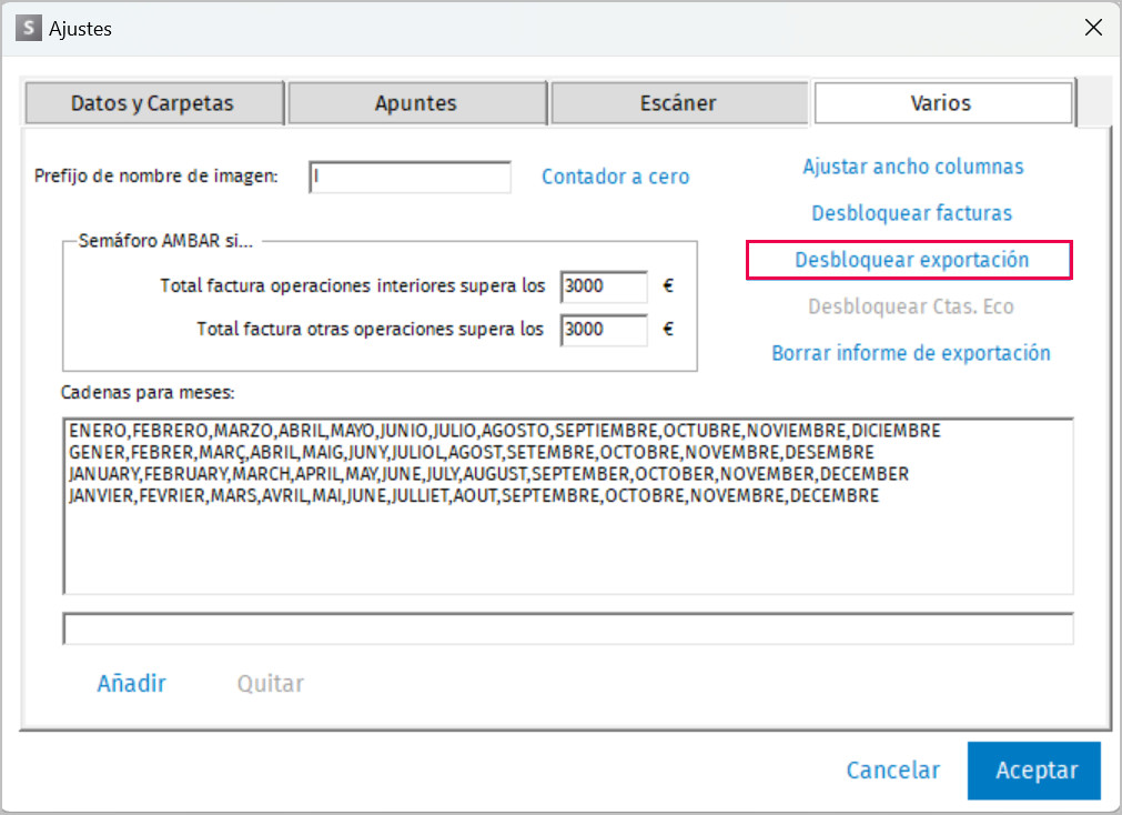 desbloquear exportacion scan