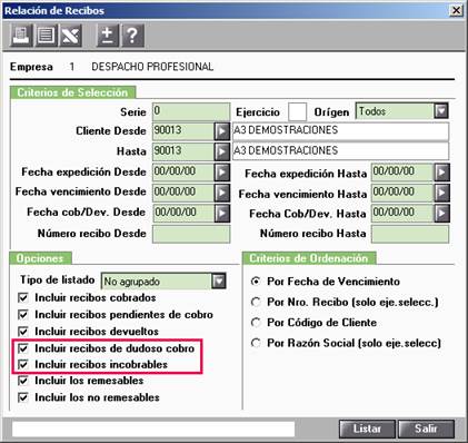 Dudoso cobro en incobrables en relación recibos
