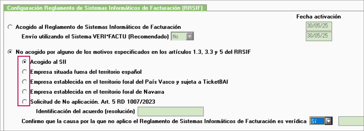 No acogido a RRSIF