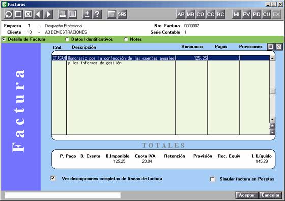 factura con honorario