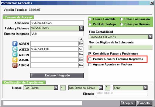 permitir generar facturas negativas