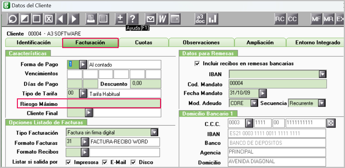 Riesgo máximo informado