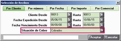 Selección de Recibos Cobrados