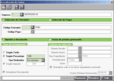 Actualización de Cuotas