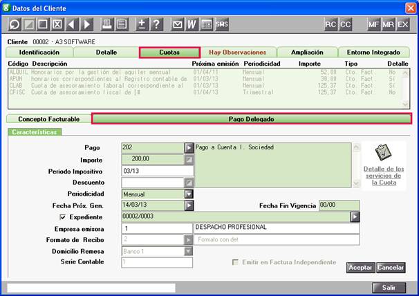Datos cliente