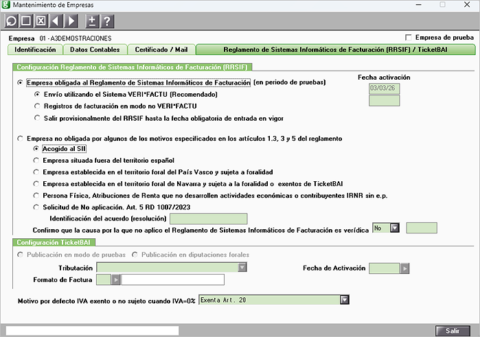opciones acogidas RRSIF