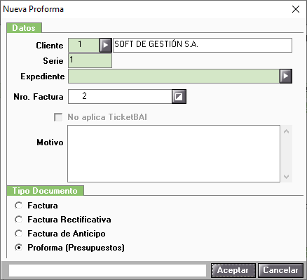 Nueva proforma