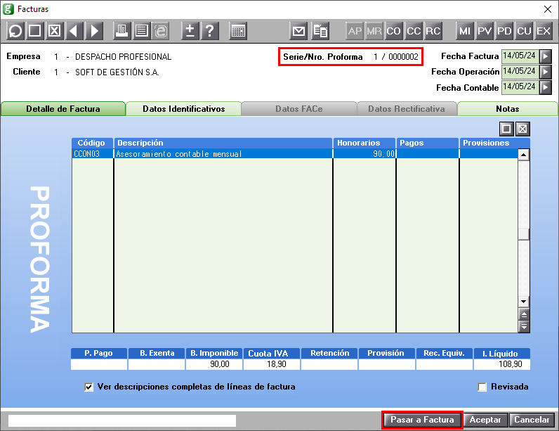 Factura proforma Alta