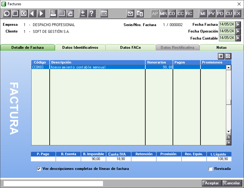 Factura creada de proforma