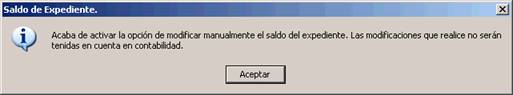 Aviso: saldo de expediente