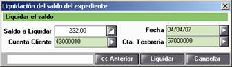 liquidación del saldo del expediente