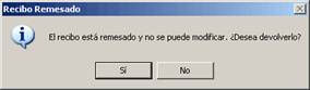mensaje devolución recibo
