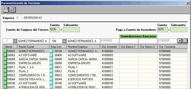 Parametrización de Terceros