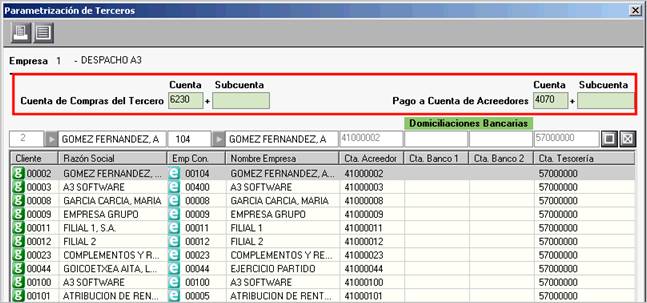 Parametrización de Terceros