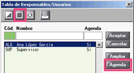 Tabla de responsables usuarios