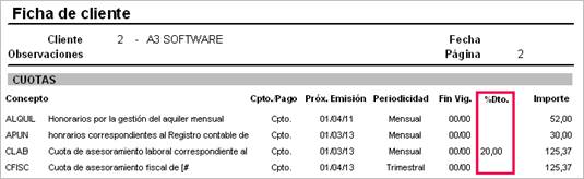 descuento en ficha cliente