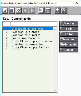Formatos de informes Analiticos de Clientes