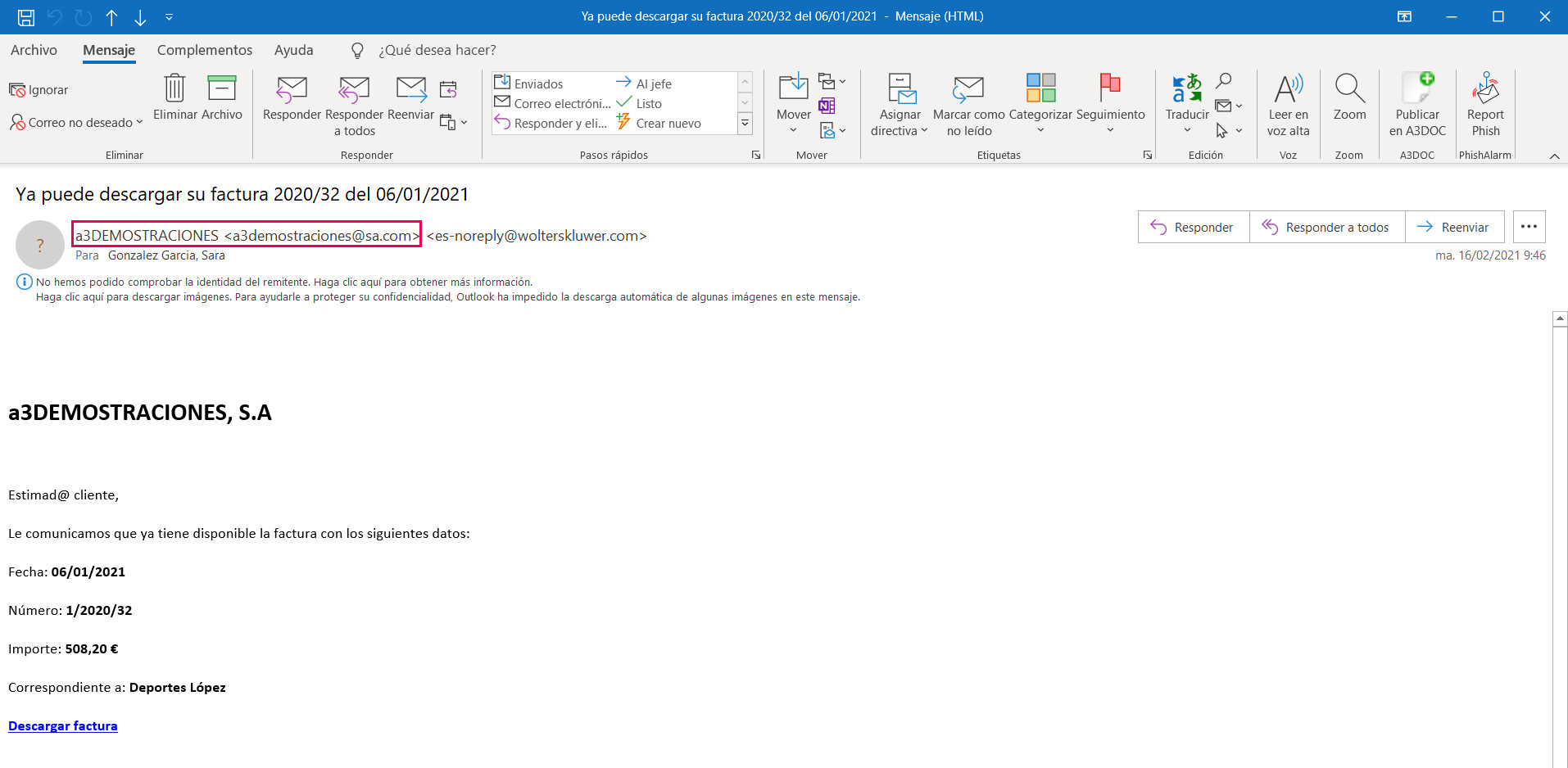 email recibido