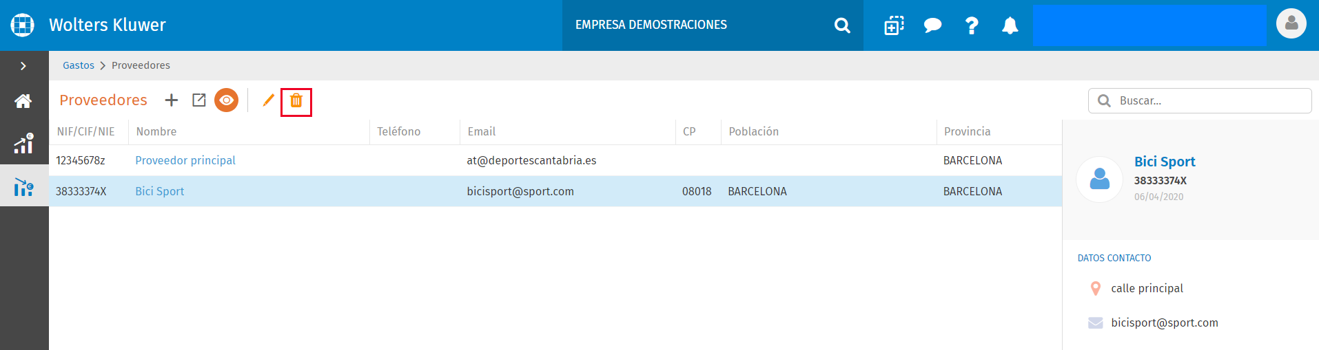 eliminar proveedor