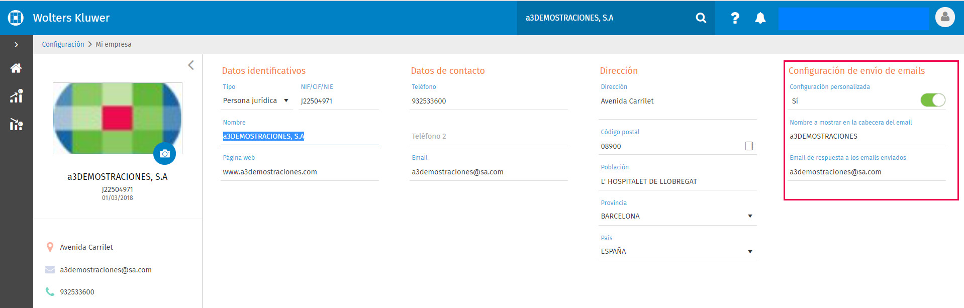 configurar envío e-mails