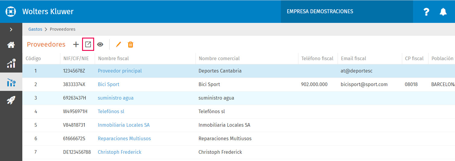 opcion exportar proveedores