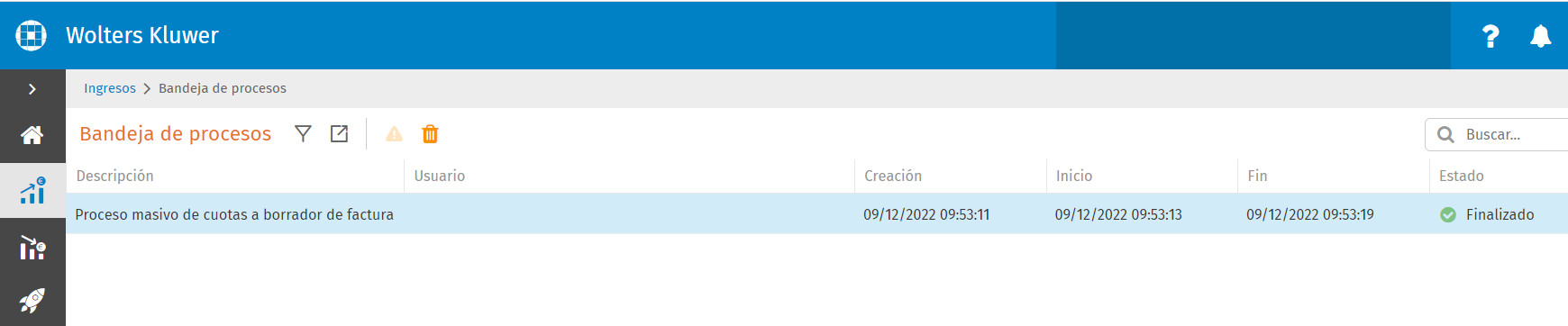 bandeja de procesos