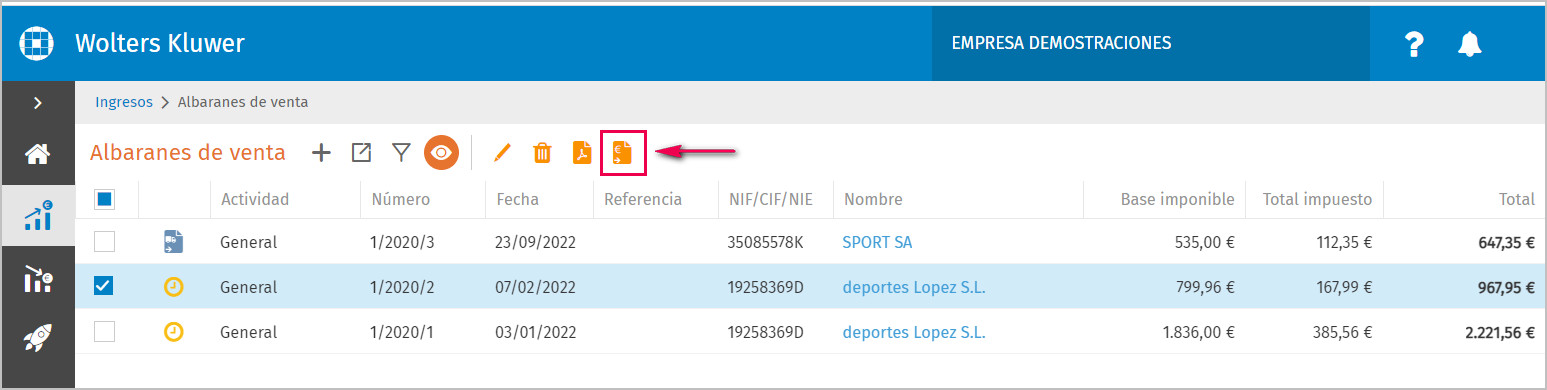 facturar albaran desde relacion
