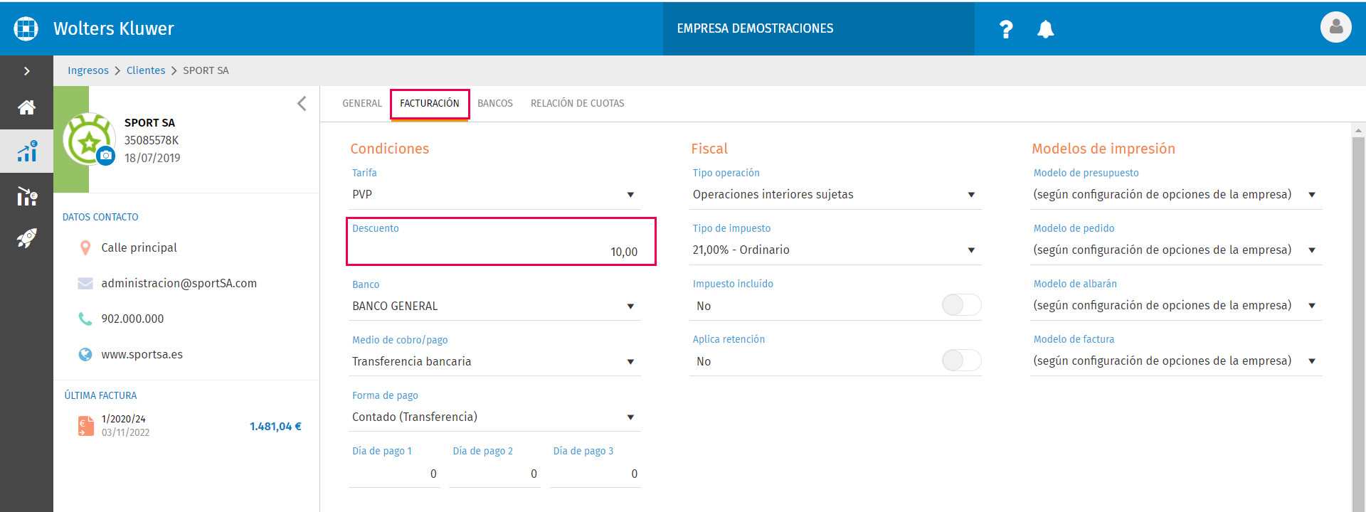 descuento clientes