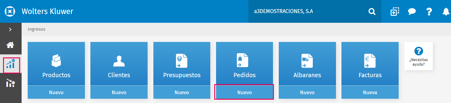 nuevo pedido bloque