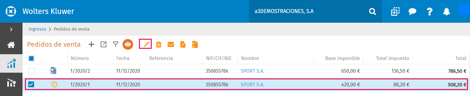 modificar pedidos