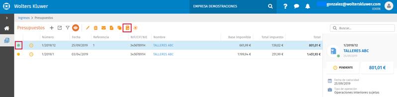 facturar presupuesto
