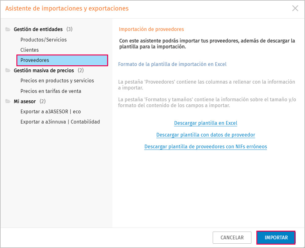importacion proveedores