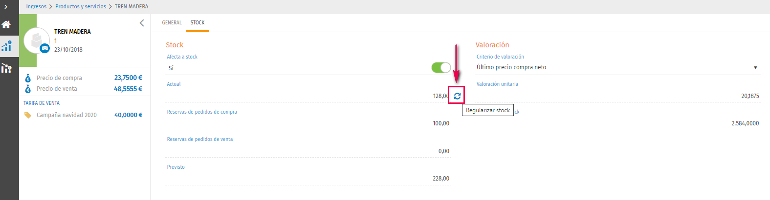 regularizar stock
